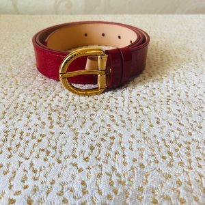 LOUIS VUITTON RED PATENT LEATHER 25MM BELT WITH GOLD HARDWARE.  LV SIZE 90/36